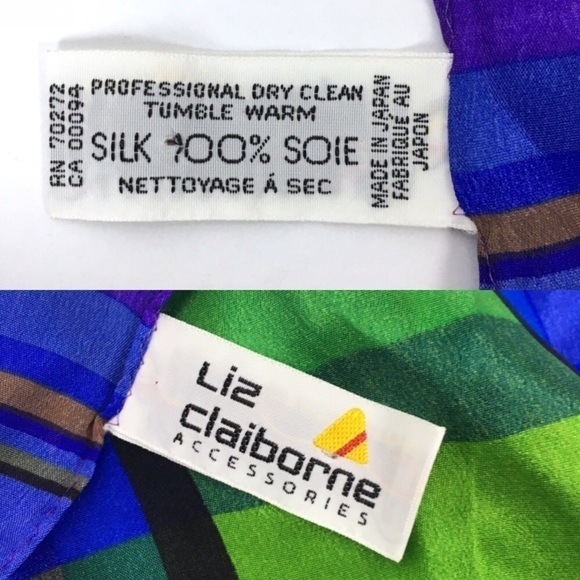 VINTAGE Head Scarves 100% Silk Plaid Retro Stripes Kitsch Rockabilly 50s Style - Picture 8 of 8